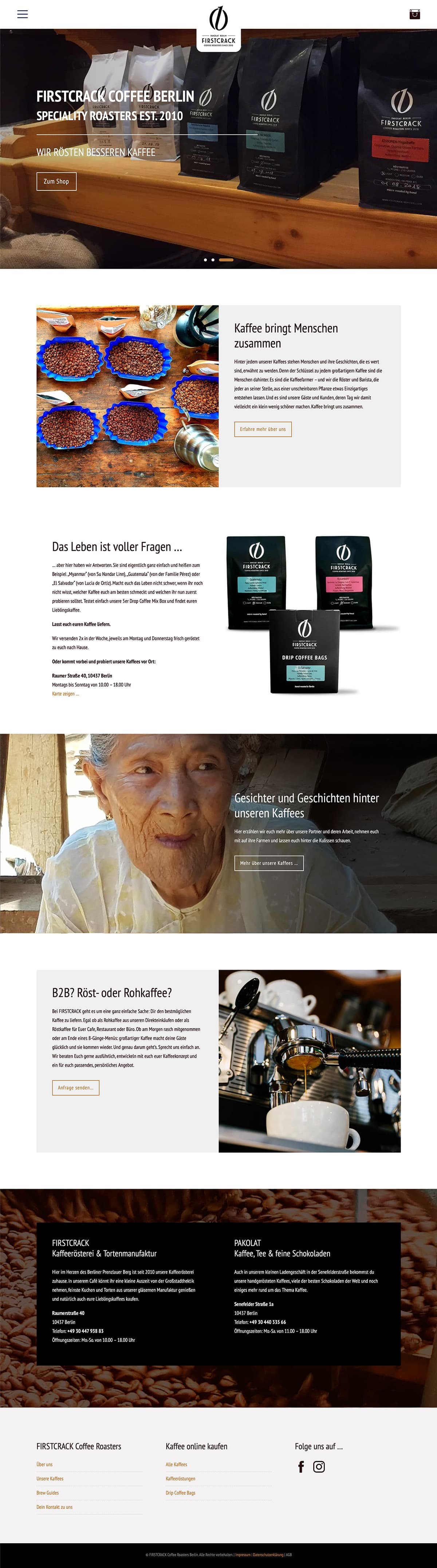 Webdesign Berlin: Firstcrack Coffee Roasters