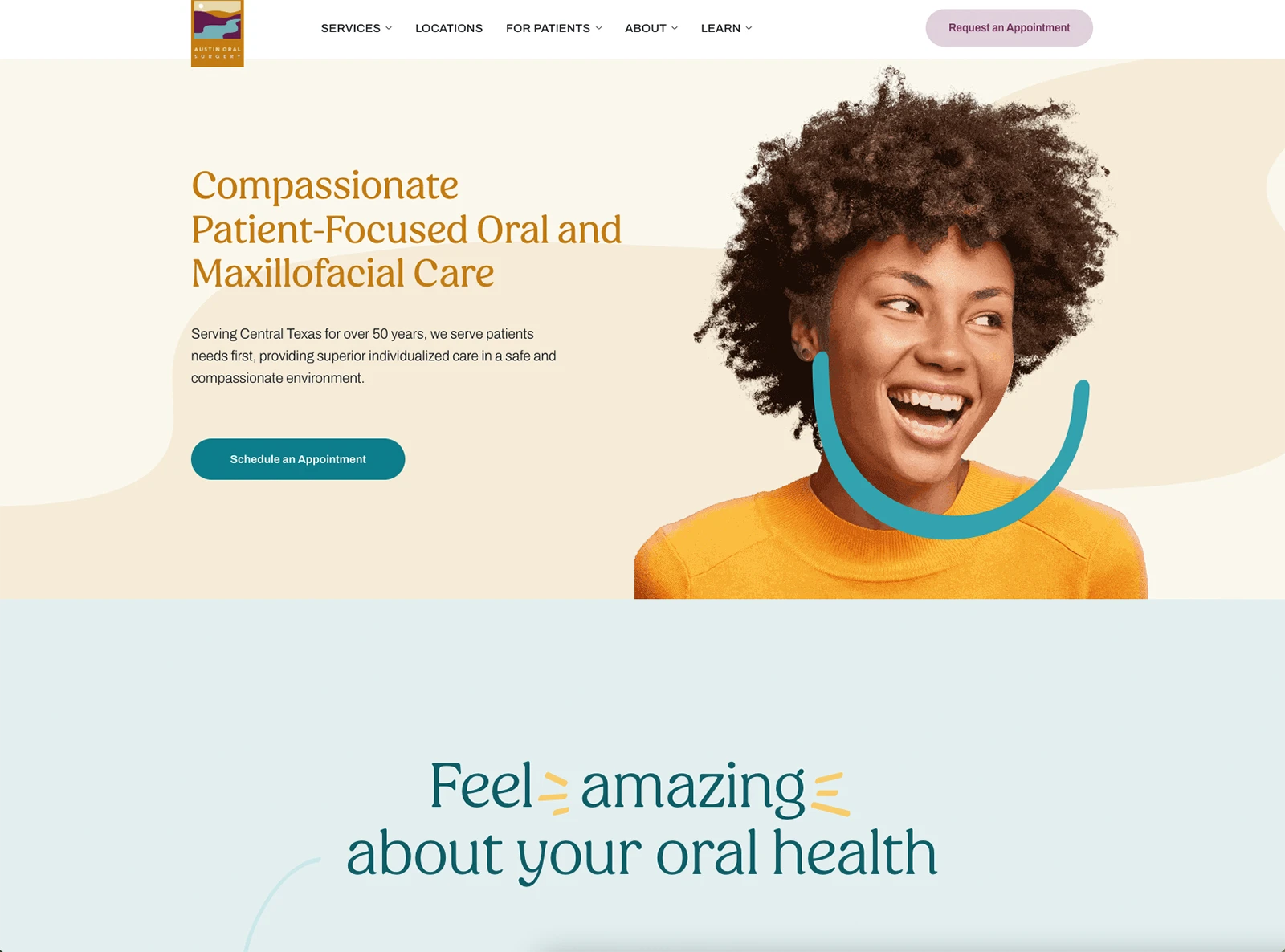 Das beste Webdesign für Zahnärzte und Zahnarztpraxen Beispiel Austin Oral
